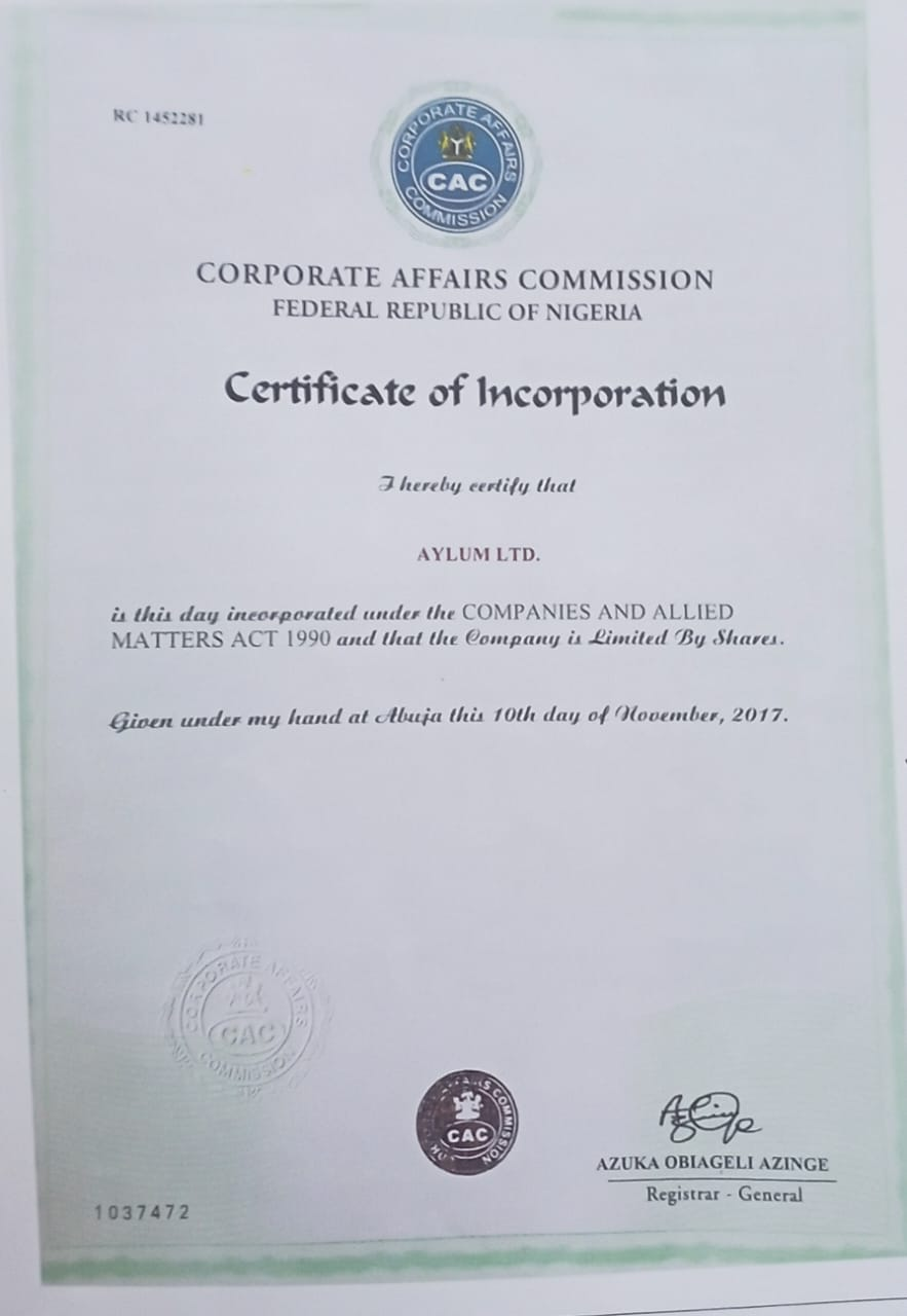 CAC Certificate of Incorporation